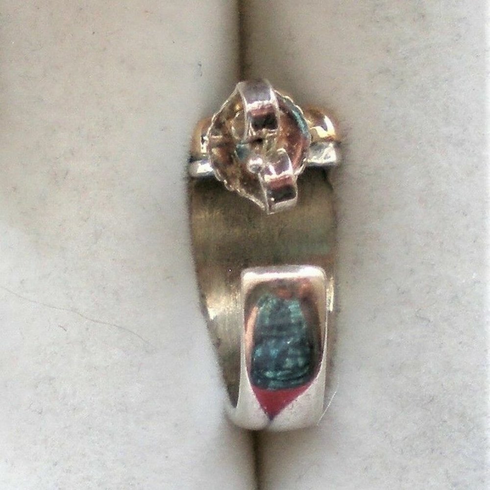 Designer Sterling Silver 925 14K Yellow Gold Pierced Post Earrings - Picture 4 of 5